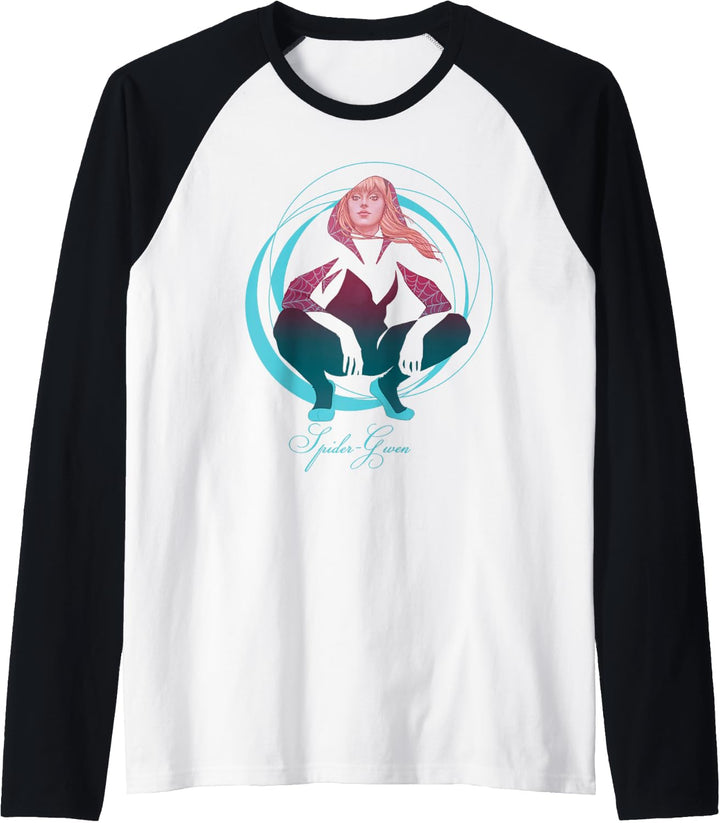 Marvel Spider-Gwen Crouching Abstract Swirl Raglan