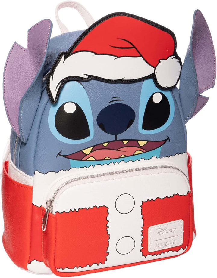 Loungefly Lilo & Stitch Holiday Santa Stitch Mini-Rucksack, Rot/Ausflug, einfarbig (Getaway Solids),