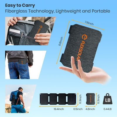 Mini Solar Ladegerät,FlexSolar 10W Solarpanel E-Film IP67 Taschenladegerät USB-Geräte Neu aktualisie