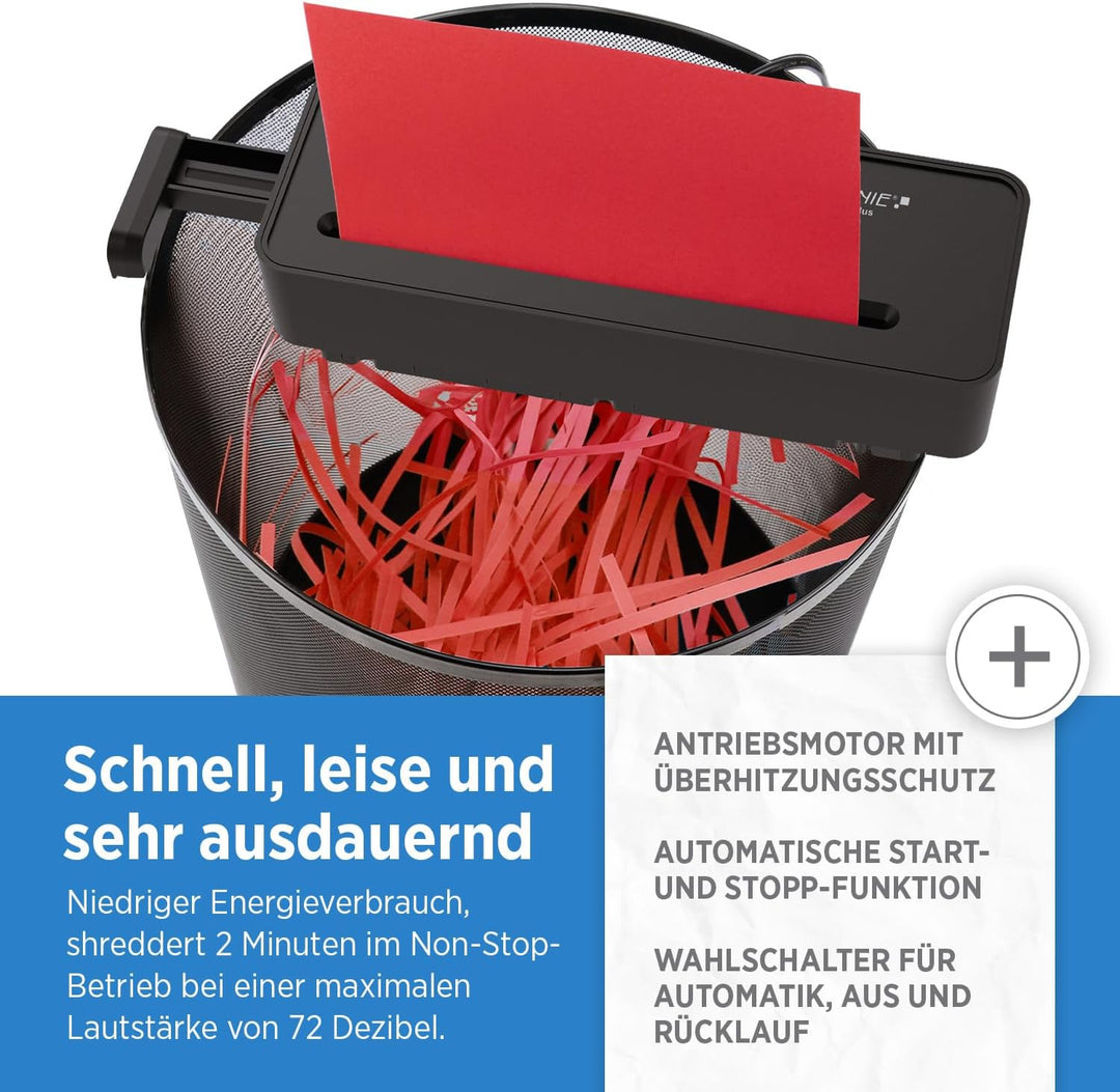 GENIE 260 S Plus Aktenvernichter | Papierschredder mit 6-mm Streifenschnitt | Schredder Aktenvernich
