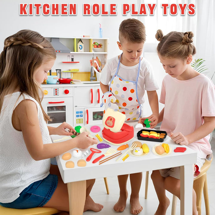 68 Pcs Komplettset für Kinderküchenzubehör, Küchen Rollenspiel Spielzeug, Küchenspielzeug mit Töpfen
