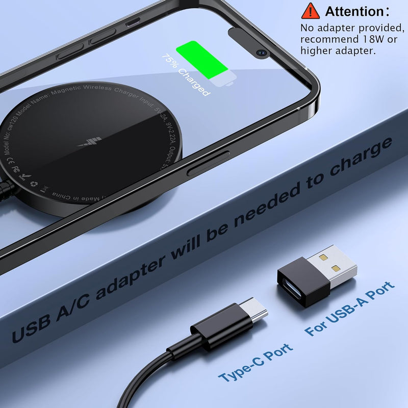 Mag-Safe Ladegerät für iPhone Ladestation: Magnet Wireless Charger Induktive Kabelloses Ladepad Komp