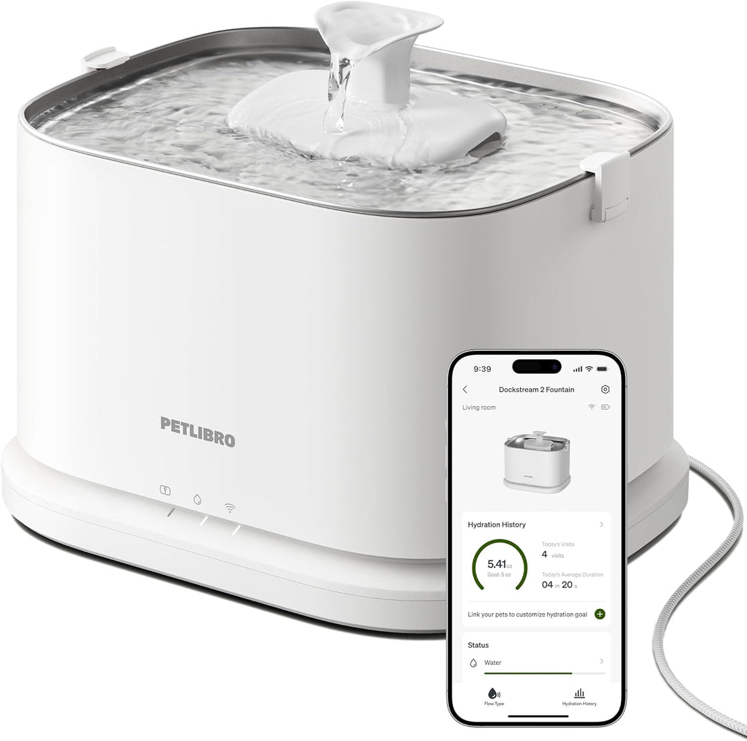 PETLIBRO Verbesserter Katzenbrunnen, Dockstream 2 Smart App-Überwachungs Trinkbrunnen für Katze, 3L