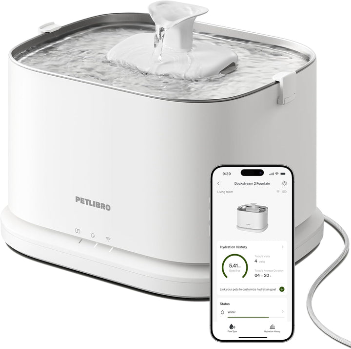 PETLIBRO Verbesserter Katzenbrunnen, Dockstream 2 Smart App-Überwachungs Trinkbrunnen für Katze, 3L