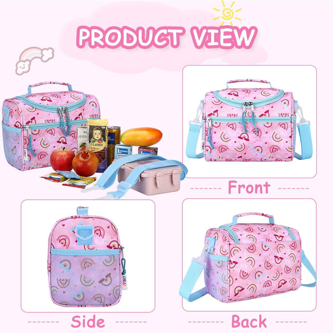 RAVUO Lunchtasche für Kinder, Niedlich Isoliert Lunch Tasche für Mädchen Kühltasche Kindertagesstätt