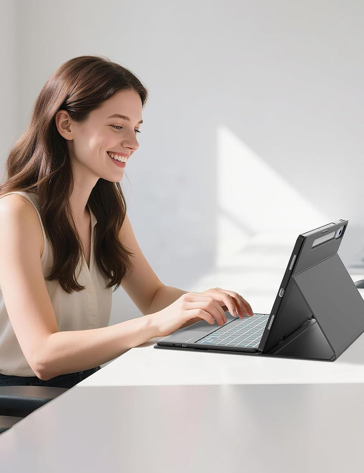 Hülle mit 7-Farben RGB Tastatur & Touchpad für Lenovo Idea Tab Pro Tablet 12,7" (2025 TB373FU) & Mot