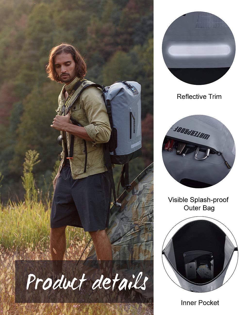 IDRYBAG Wasserdichter Rucksack Dry Bag 20L/30L/40L, schwimmender trockener Rucksack wasserdicht für