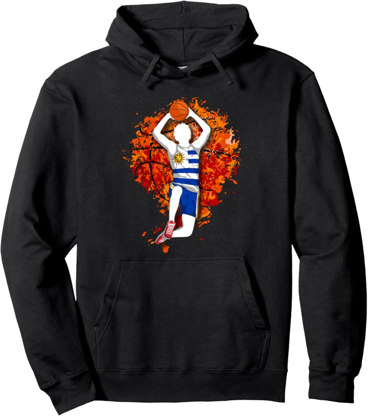 Uruguay Basketball Uruguayische Nationalflagge Slam Dunk Art Pullover Hoodie