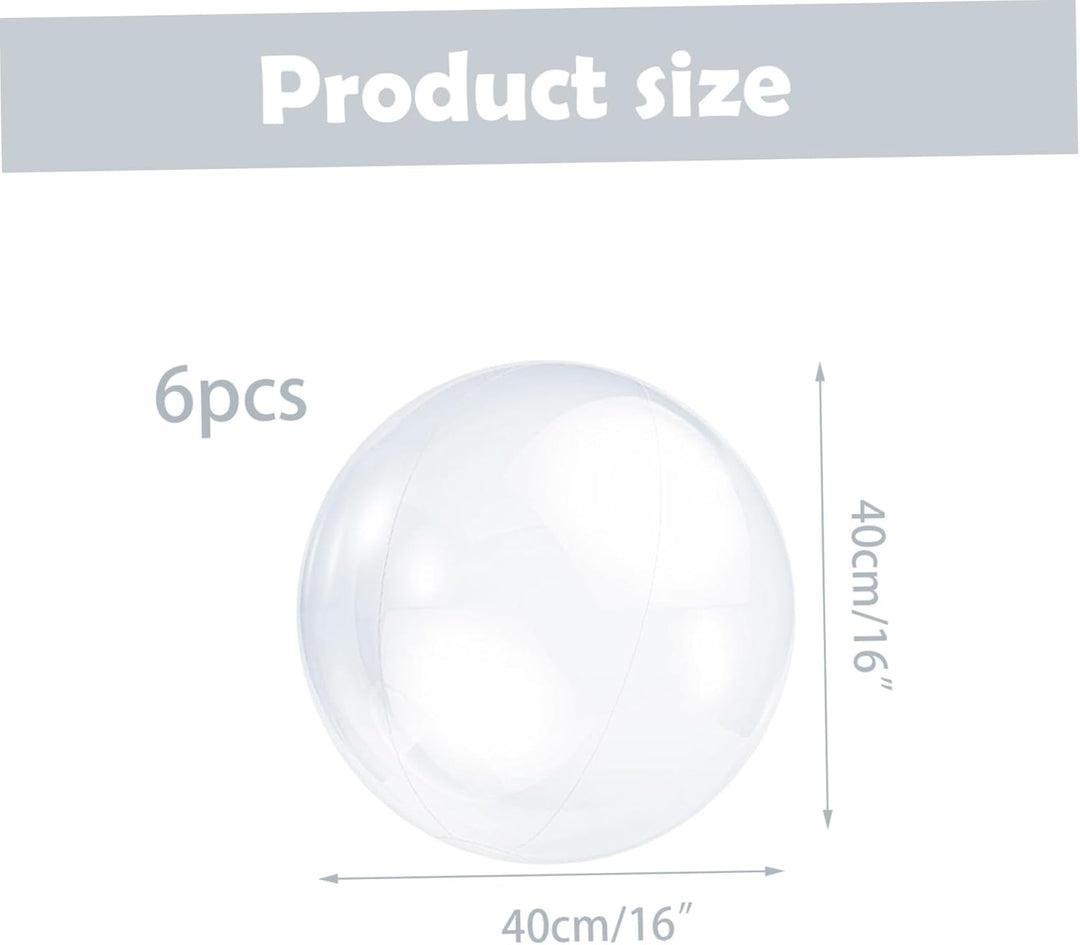 6 Stück aufblasbarer, transparenter Ball, 40,6 cm, PVC-Wasserball, heller Wasserballon, transparente
