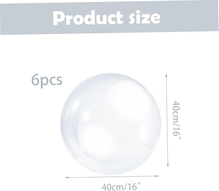 6 Stück aufblasbarer, transparenter Ball, 40,6 cm, PVC-Wasserball, heller Wasserballon, transparente