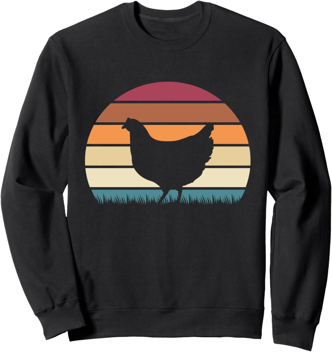 Retro Vintage Sunset Farm Animal Lover Chicken Rooster Sweatshirt