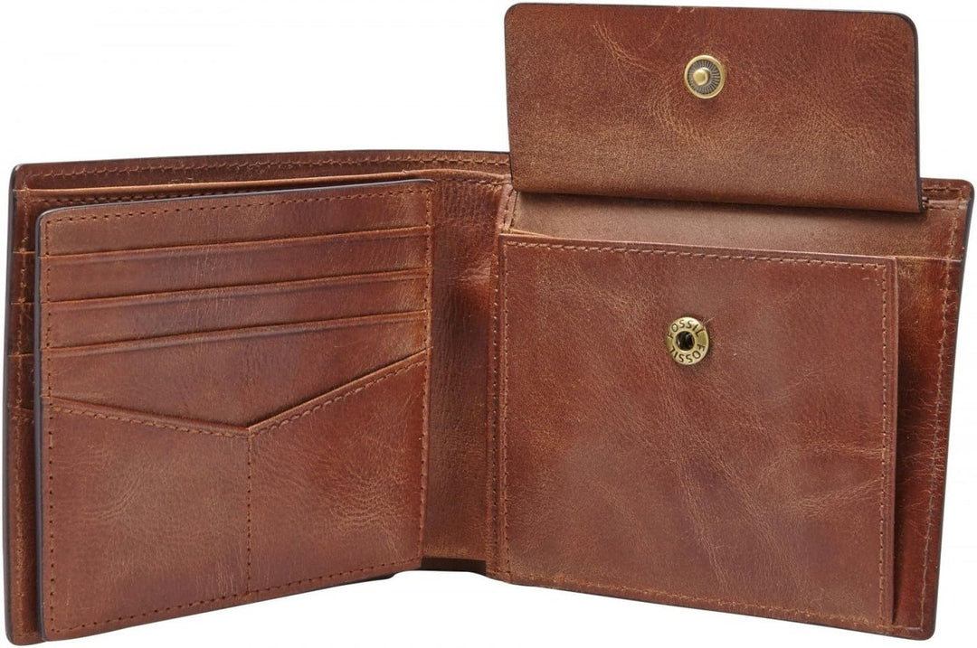 Fossil Brieftasche für Männer Derrick, Leder Bifold braun 11,4 cm L x 2,5 cm B x 9,5 cm H ML3687200