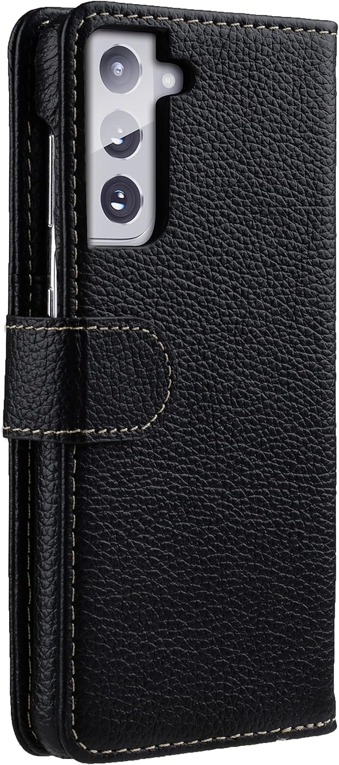 STILGUT Talis kompatibel mit Samsung Galaxy S21 Plus 5G Hülle mit Kartenfach aus Leder, Flip Cover,