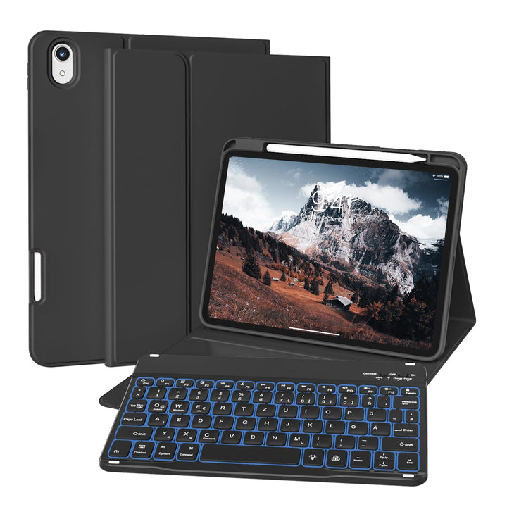 Hülle mit Tastatur für iPad 11 Generation A16/10 Generation (11/10.9 Zoll, 2025/2022), 7-farbige Bel