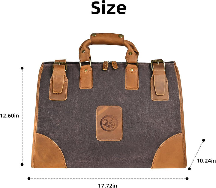 Wasserabweisend Canvas Crazy Horse Leder Reisetasche 35L Trim Unisex Handgepäck Weekender Tasche Spo