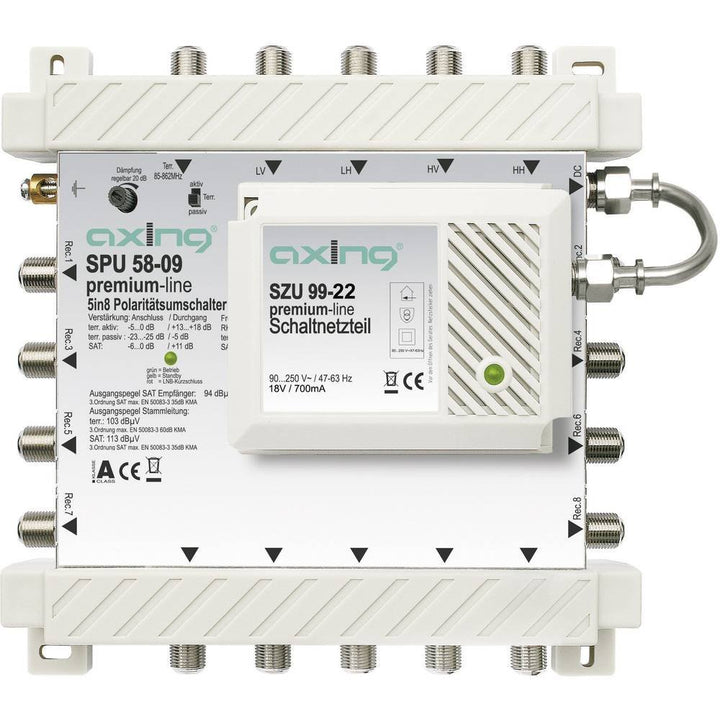 Axing SPU 58-09 SAT-Multischalter (Premium Line, erweiterbar aktiv Quad-tauglich, 5x8) 8 Teilnehmer