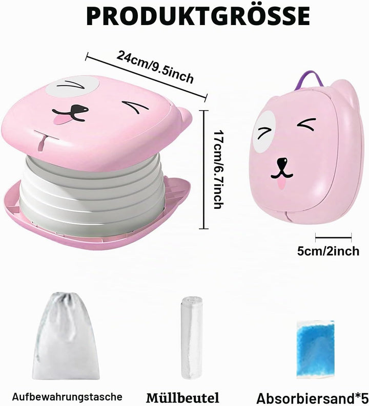 Faltbarer Toilettensitz für Kinder, Reisetöpfchen für Auto, Outdoor &amp; Indoor, Praktisch für Camping