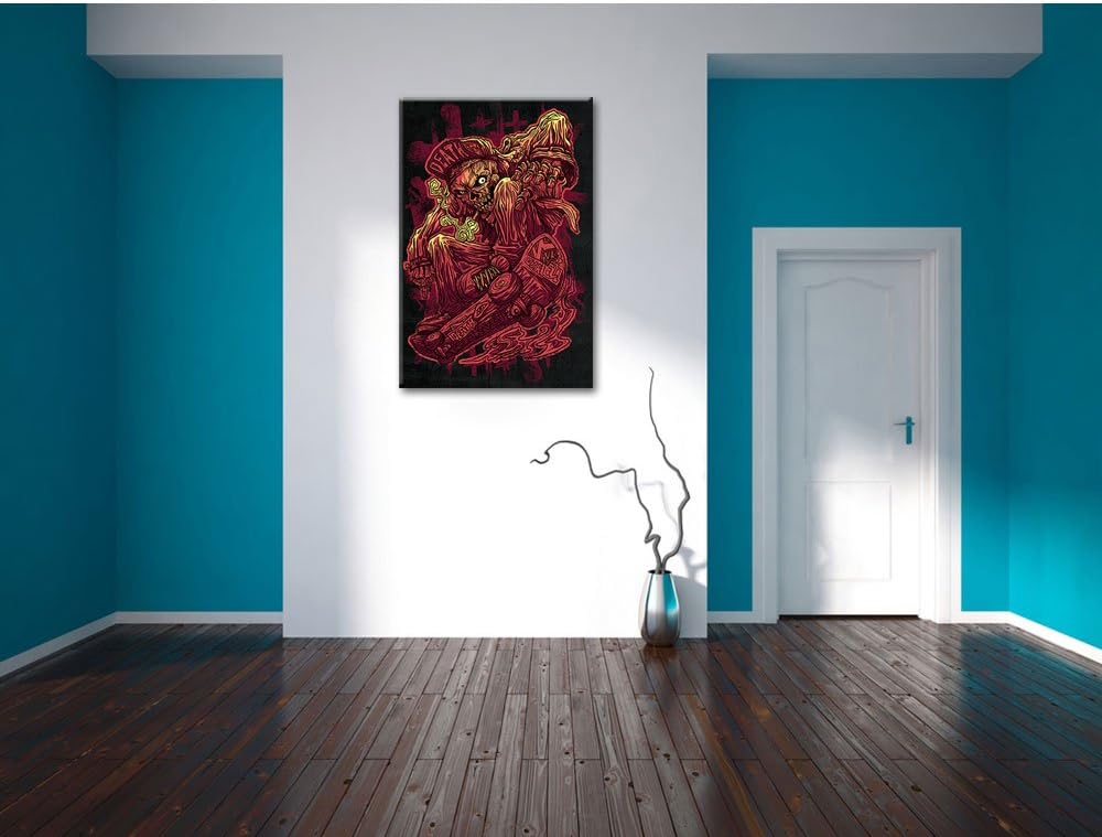 Pixxprint Deadly Skate Black Bild auf Leinwand, XXL riesige Bilder fertig gerahmt mit Keilrahmen, Ku