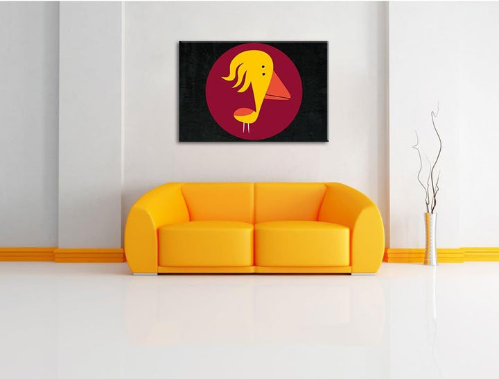 Lustiger Vogel schwarz, Format: 100x70 auf Leinwand, XXL riesige Bilder fertig gerahmt mit Keilrahme