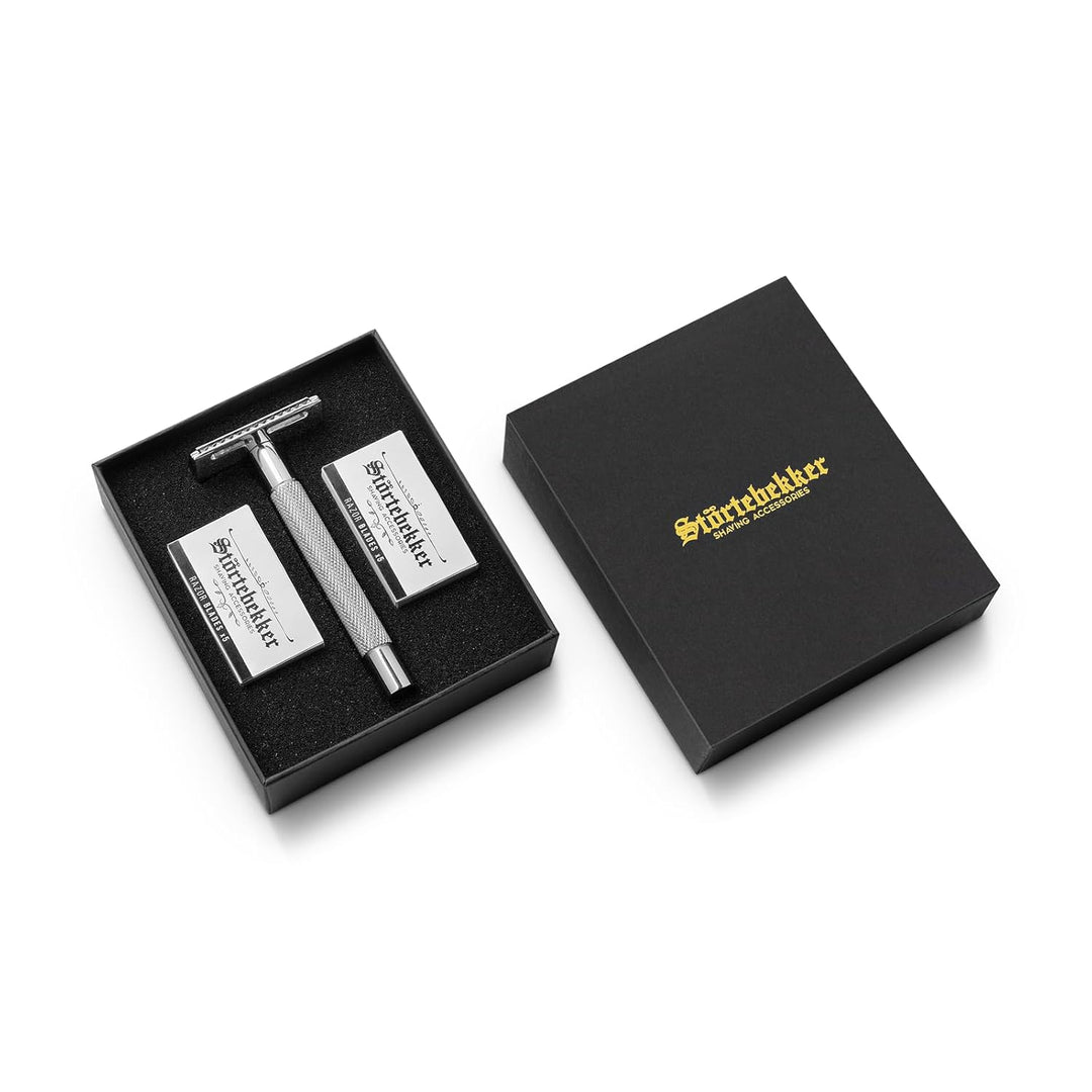 NEU: Störtebekker® Premium Rasierhobel Solingen mit Stahlgriff - inkl. Rasurguide [10 Störtebekker K