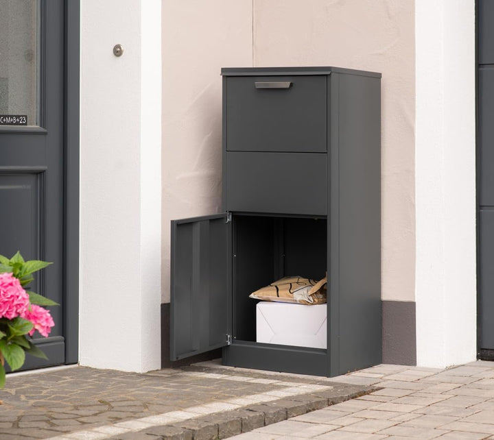 WESTMANN Paketbriefkasten Pepe Outdoor | pulverbeschichtetes Metall 50x39x114 cm | Bodenmontage | Br
