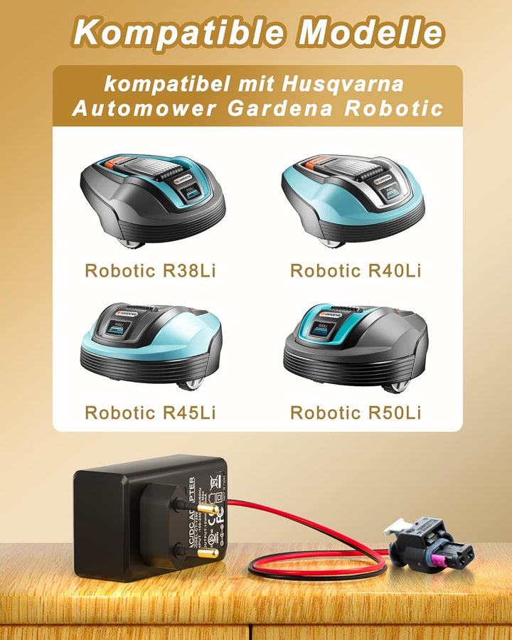21.6V 1A DC Ladegerät kompatibel mit Husqvarna Automower Robotic Rasenmäher Gardena R38Li,R40Li,R45L