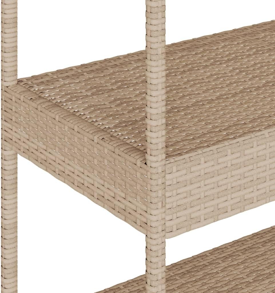 vidaXL Barwagen 3 Böden Beige Poly Rattan und Massivholz Akazie, Beige