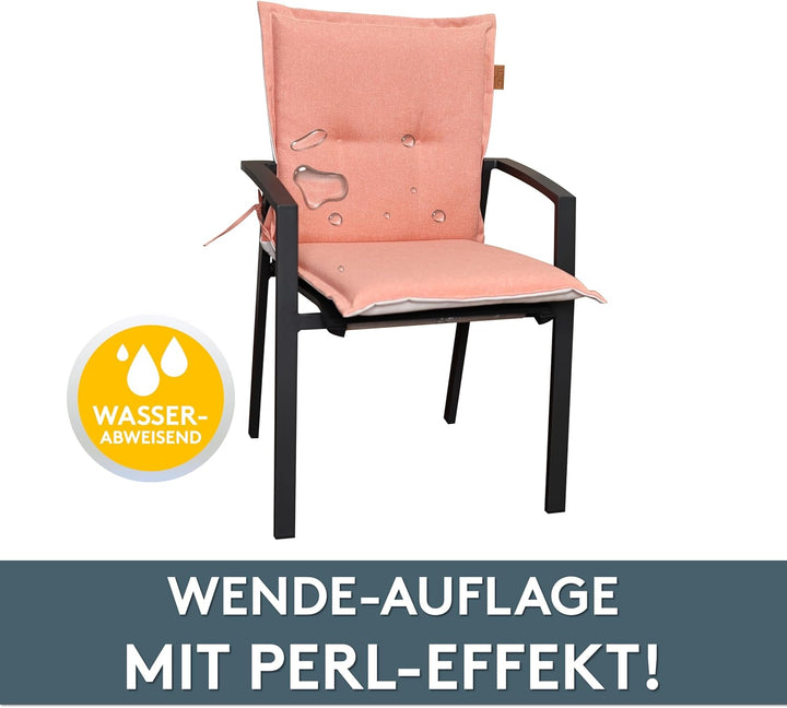 LILENO HOME Gartenstuhl Auflagen [2er Set - Niedriglehner] in Lachs - Bequeme Liegen als Sitzauflage