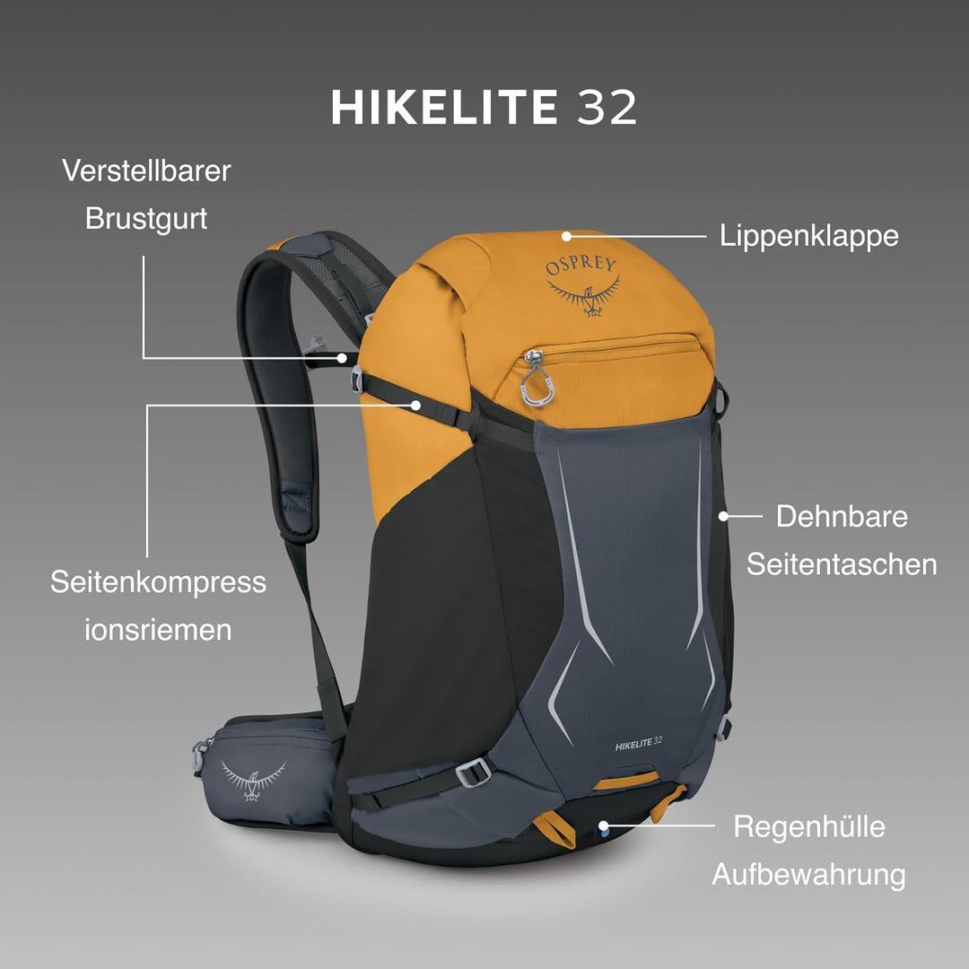 Osprey Unisex Hikelite Zip 32 Backpack (1er Pack) 32L Graphite Purple, 32L Graphite Purple