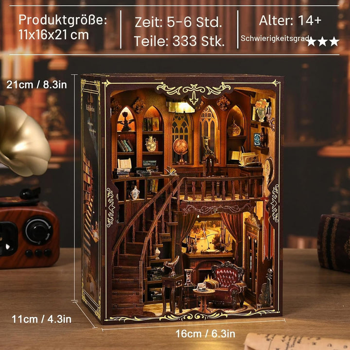 Book Nook Kit, DIY Miniatur Haus Puppenhaus Bausatz Bücherregal Deko für Jugendliche und Erwachsene（