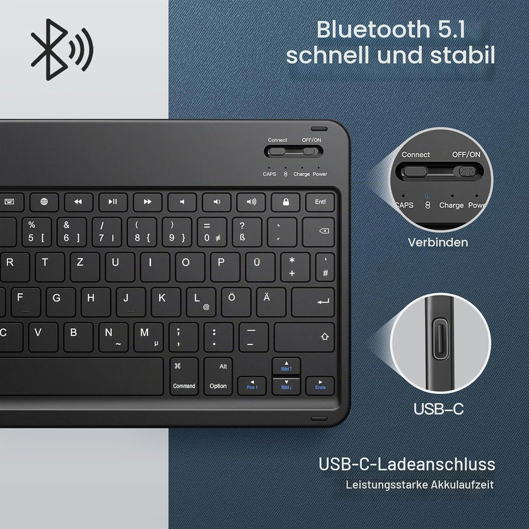 JETech Keyboard Hülle für iPad (A16) 11./10. Generation (2025/2022) mit Stifthalter, Magnetisch Abne