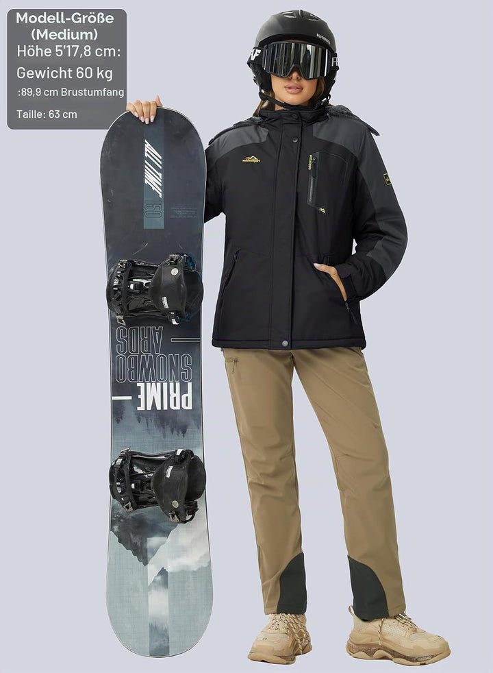 MAGCOMSEN Winterjacke Damen Softshell Funktionsjacke Wasserabweisende Outdoor Ski Jacke Fleece Windd