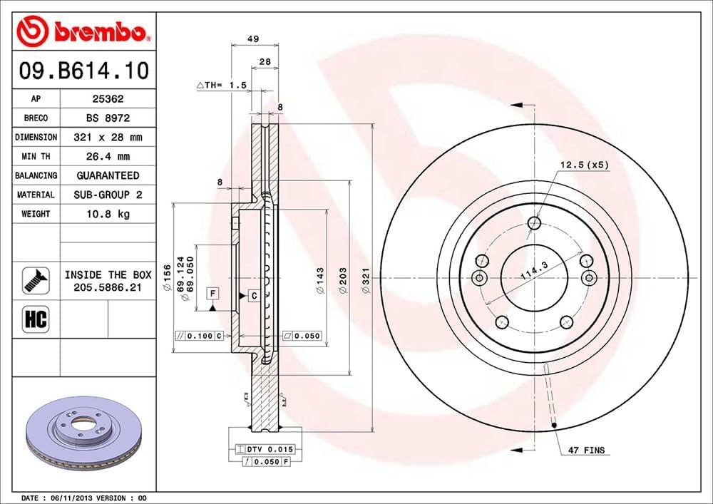 Brembo 09.B614.10 - Vordere Bremsscheibe