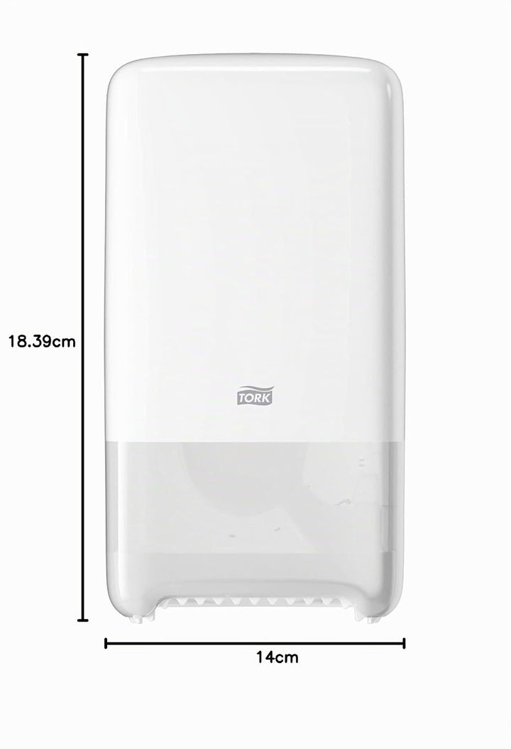 Tork 557500 Doppelrollenspender für Midi Toilettenpapier in Weiss / Tork T6 Hygienischer Toilettenpa