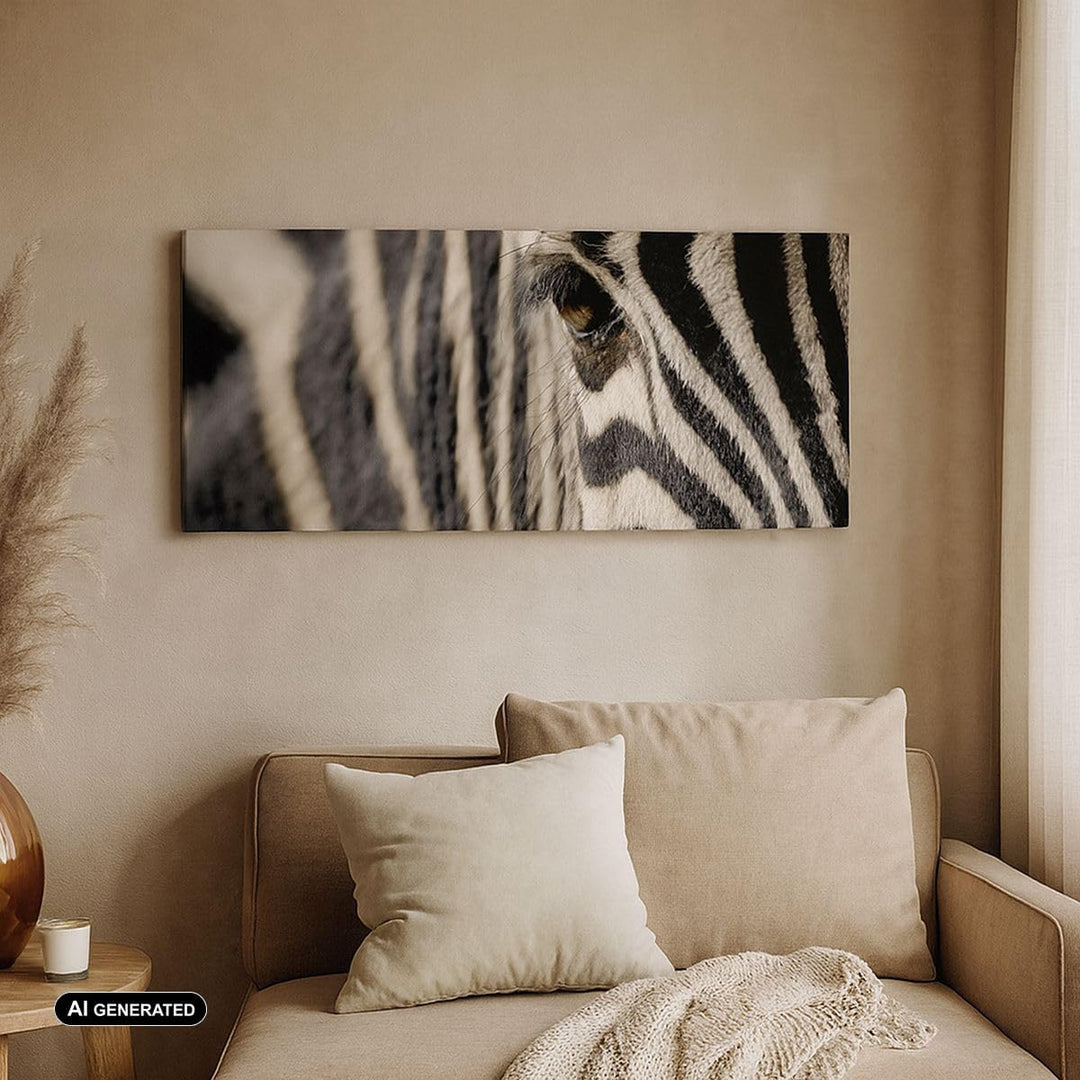 Panorama Bilder auf Leinwand 100x40cm Leinwandbild Zebra Streifen Tierwelt Safari Gross Wanddeko Bil