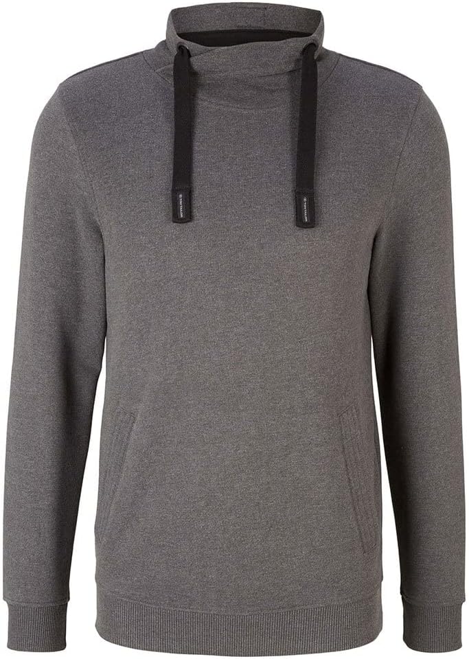 TOM TAILOR Herren Sweatshirt mit Stehkragen S 15704 - Anthracite Melange, S 15704 - Anthracite Melan