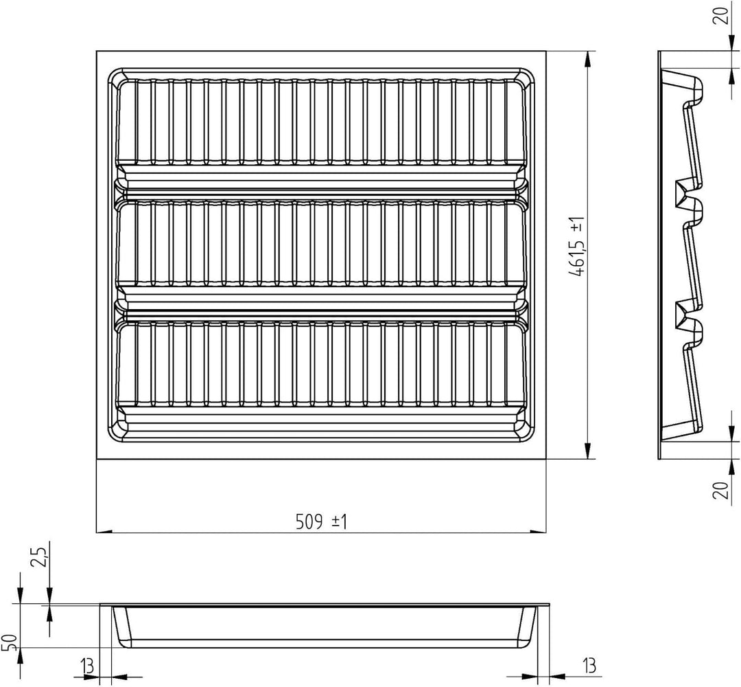 SO-BOX 2 Gewürzeinsatz Breite 50,9 cm, Tiefe 46,2 cm mit anthraziter Kanvas-Struktur für Schubladen