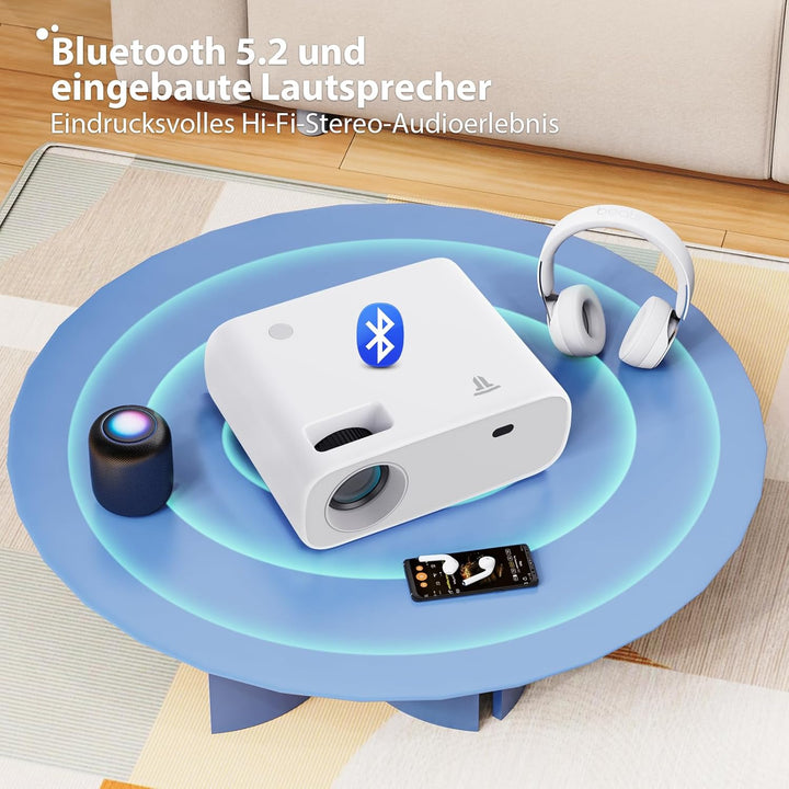2025 Neues Hochleistungsbeamer, unterstützt Switch und PS5 ohne Verzögerung, Beamer mit WiFi und Blu