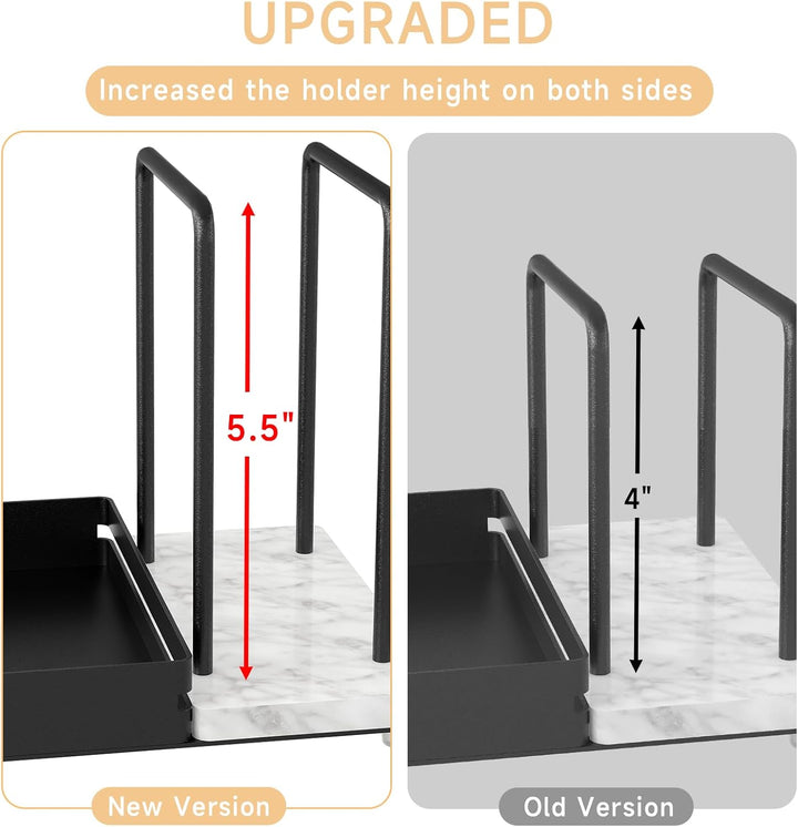 Serviettenhalter Schwarz, Serviettenhalter aus Metall & Marmor Serviettenspender mit Caddy für Tisch