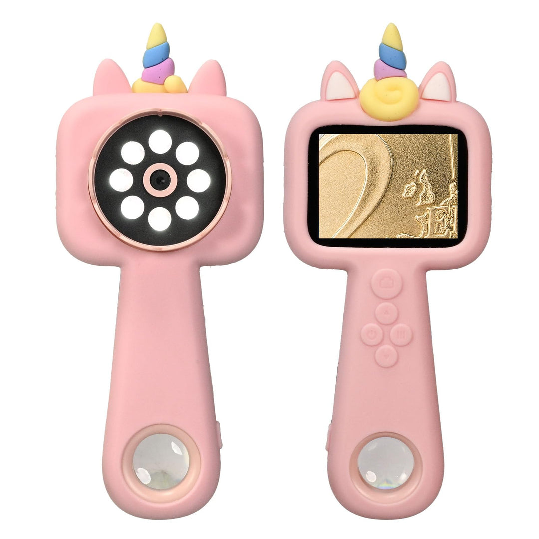 QUBAI 600x Mini-Handy-Mikroskop für Kinder, 2,4" IPS, USB, LED, physisch & digital, tragbar, ab 3 Ja