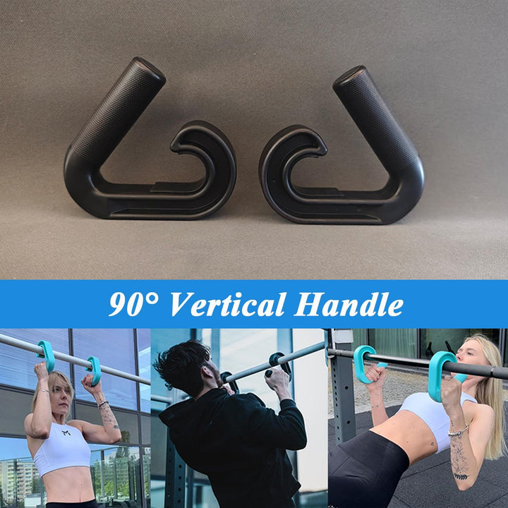 2 Stück Double D Fitness Griffe, 90-Grad-Haken Klimmzug Griffe, Neutral Grip Griffbefestigung, rutsc