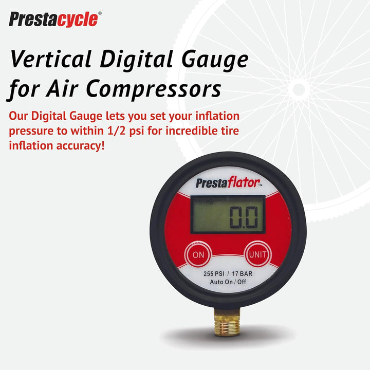 Prestacycle Prestaflator 255psi Digital Gauge Bottom Mount (für digitale Prestaflatoren und Atemregl
