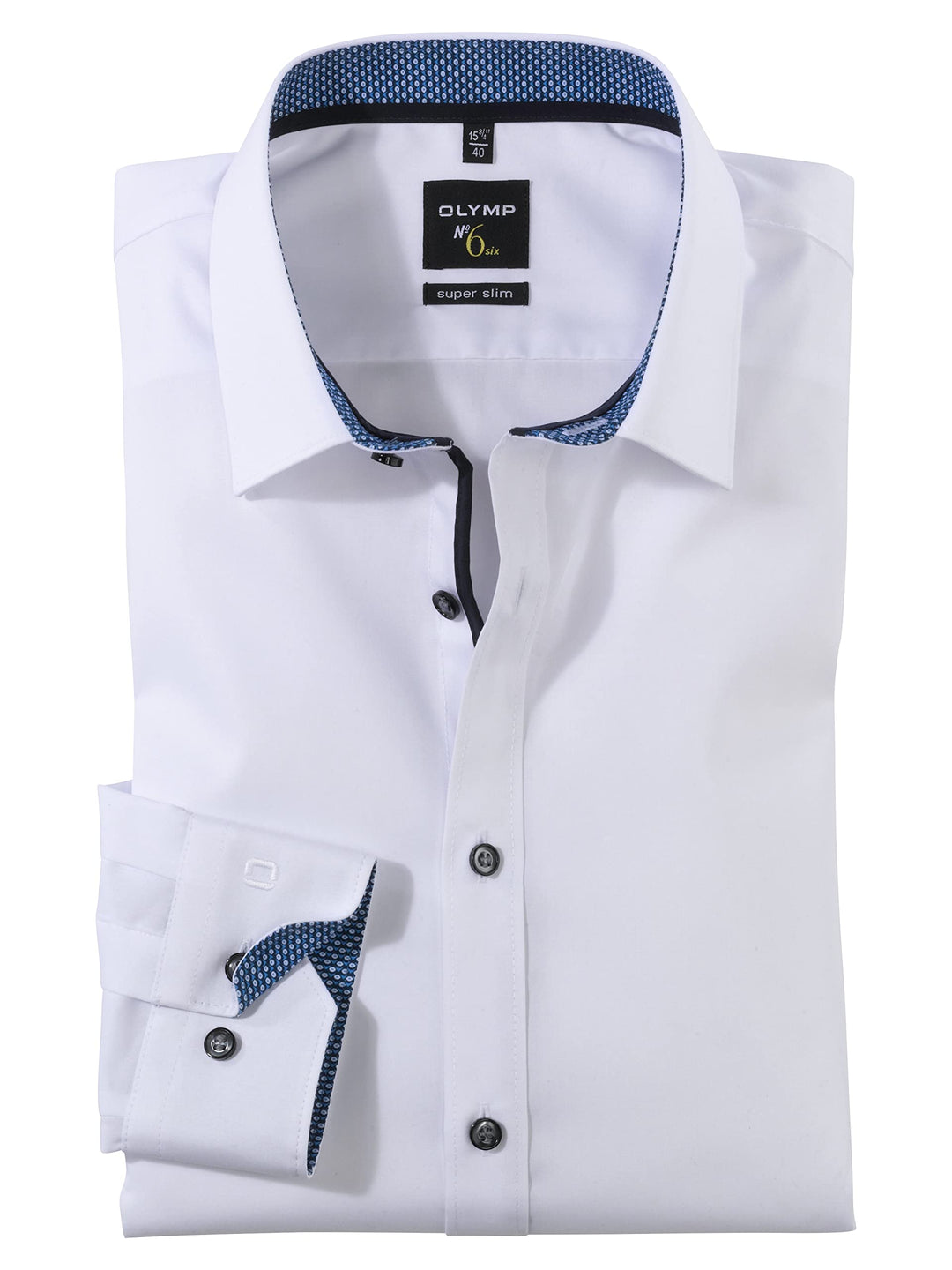 OLYMP Herren Businesshemd Langarm No.Six,Einfarbig,super Slim,Urban Kent 39 _Weiss_, 39 _Weiss_