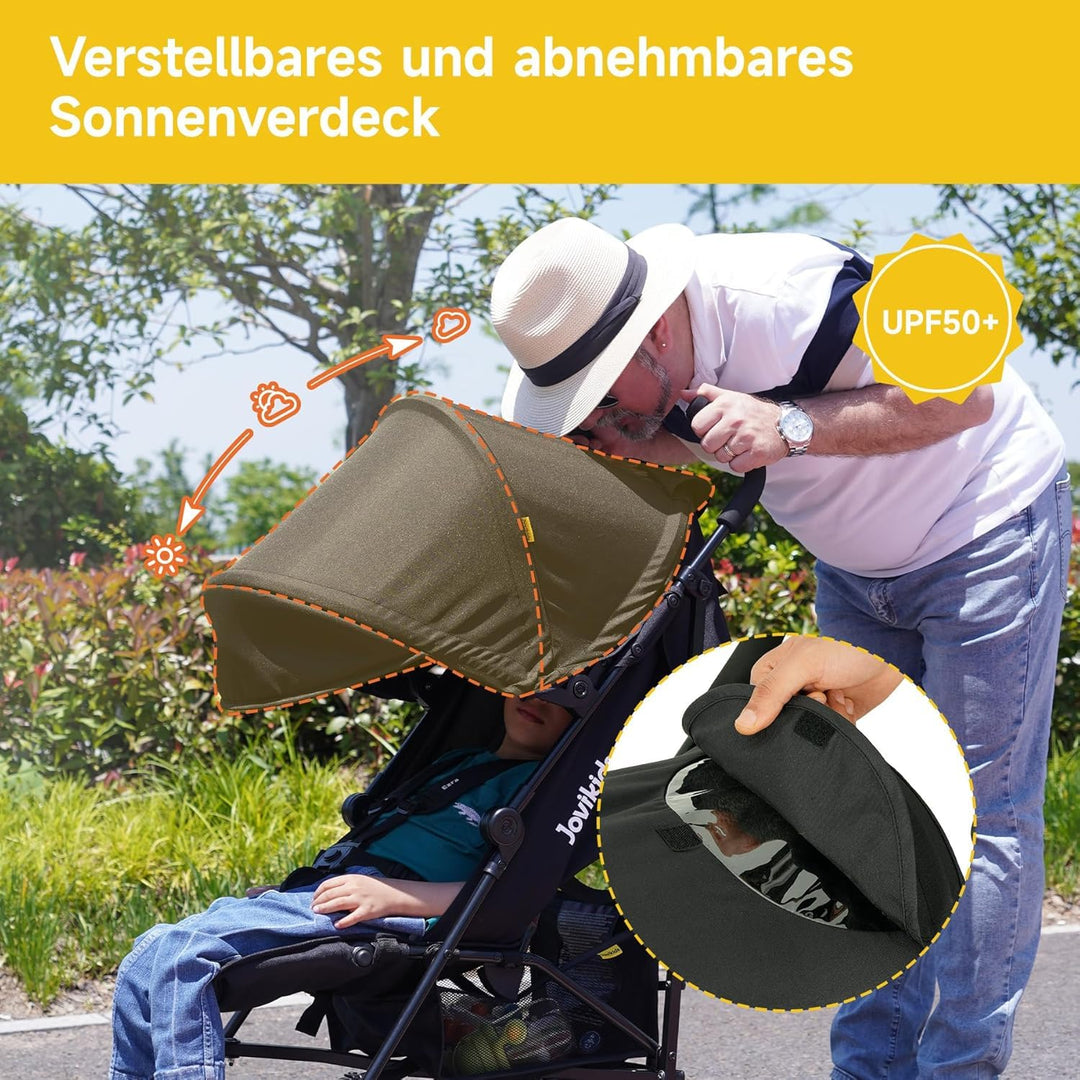 Jovikids Kinderwagen, Buggy Klein Zusammenklappbar mit Liegefunktion, Klappbar Reisebuggy bis 22kg I