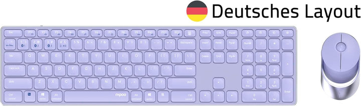 Rapoo 9850M kabelloses Tastatur-Maus Set Wireless Deskset 1600 DPI Sensor wiederaufladbarer Akku fla
