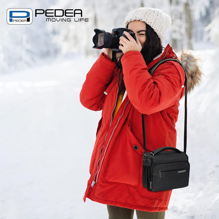 PEDEA DSLR-Kameratasche "Noble" Fototasche für Spiegelreflexkameras mit wasserdichtem Regenschutz, T