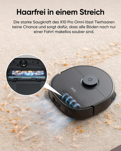 eufy X10 Pro Omni Saugroboter mit Wischfunktion & Absaugstation, All-in-One-Station, 8.000Pa, Auto-A