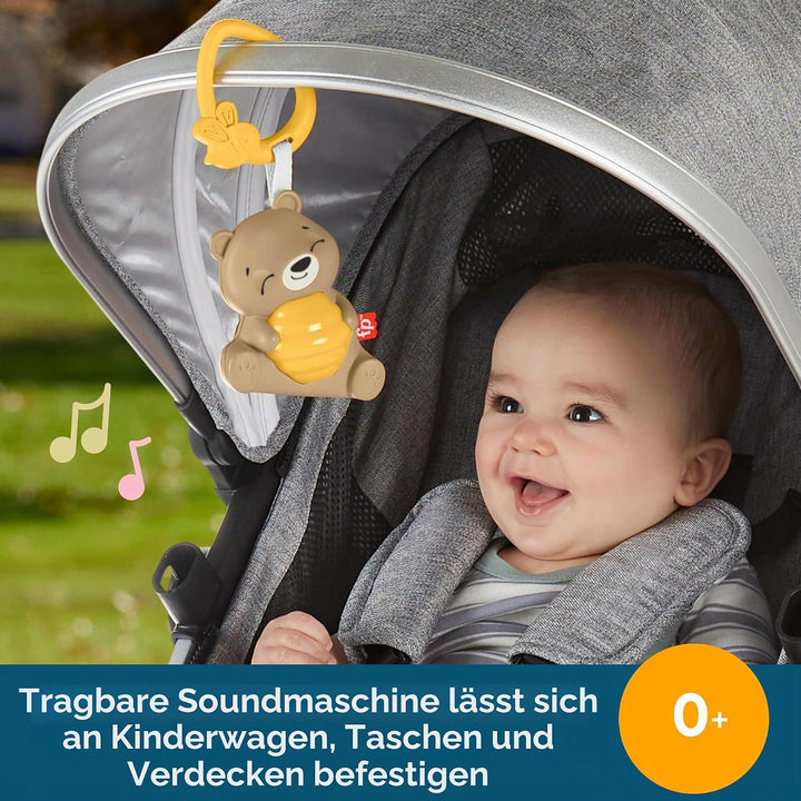 Fisher-Price Beruhigendes Bärchen Spieluhr zum Mitnehmen für Babys mit Nachtlicht und einstellbarem