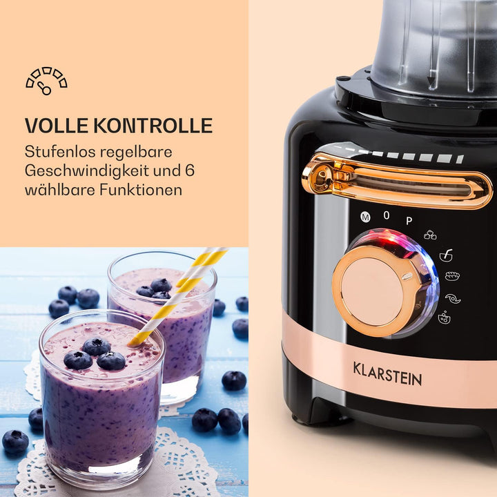 Klarstein Luca Multifunktionsmixer Standmixer Zerkleinerer Küchenreibe Saftpresse Food Processor, 10