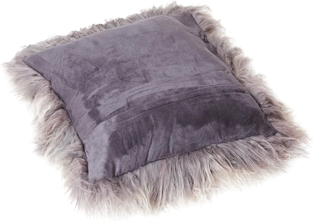 Reissner Lammfelle Tibet Lammfell Kissenbezug langflorig 30x30cm JAY108 Farbe grau/lila (Tops) Jay10